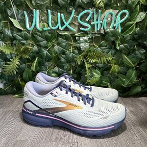 Brooks Womens Ghost 15 Running Shoes Sneakers Spa Blue Neo Pink Size 12 B